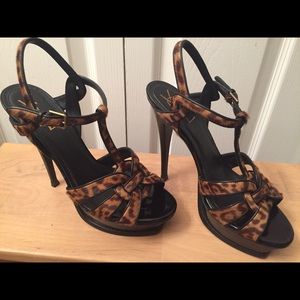 YSL Tribute Sandals
Pony Hair Leopard Print Heels